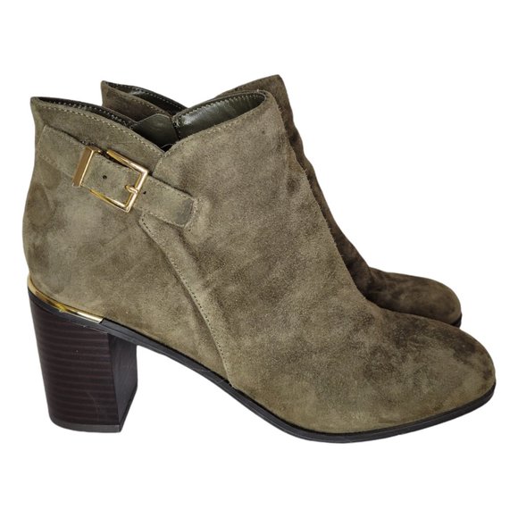 BANDOLINO Orelia Ankle Boots Gray Suede Round-Toe Block Heel Women's Sz. 7-1/2M - Picture 2 of 11